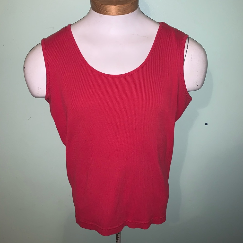 Red Sleeveless Ribbed Tank Top